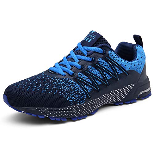 SOLLOMENSI Laufschuhe Damen Herren Sportschuhe Straßenlaufschuhe Sneaker Joggingschuhe Turnschuhe Walkingschuhe Schuhe 44 EU A Blau