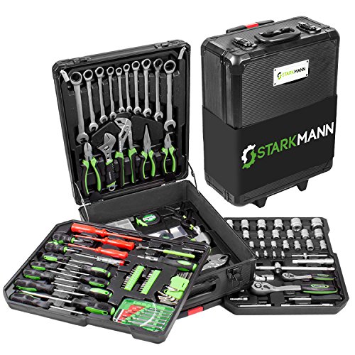 STARKMANN Blackline 399tlg. Premium Werkzeugkoffer Werkzeug Box Kasten im abschließbaren Alu Trolley