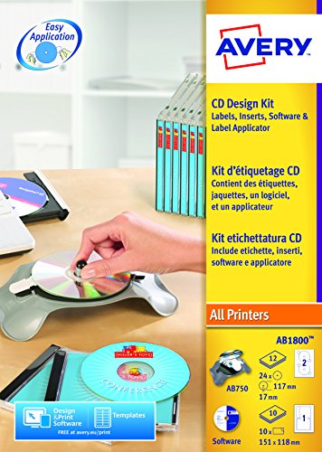 Avery CD Set mit Applikator, Software CD und Etiketten