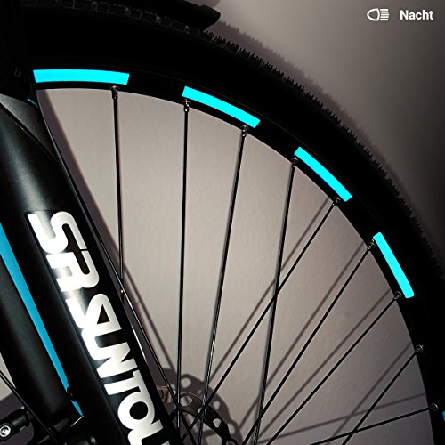 Motoking Fahrrad-Reflektorenaufkleber - Hellblau - 26 Aufkleber im Set - Breite: 7 mm - reflektierende Felgenaufkleber für Trekkingbike-, Fahrradfelgen & mehr