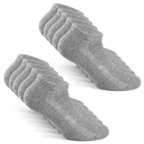 TUUHAW Sneaker Socken Herren Damen Sportsocken 10Paar Halbsocken Kurze Atmungsaktive Baumwolle Grau 43-46