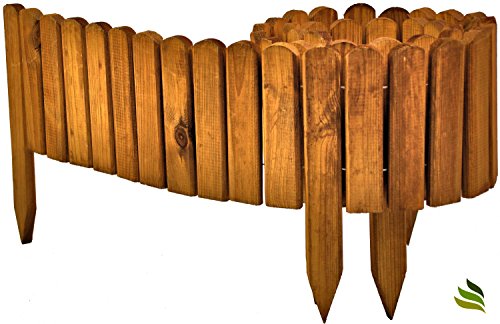 Floranica Rollboarder als Steckzaun 200x20 cm aus Holz als Beeteinfassung, Beetumrandung, Rasenkante oder Palisade - wetterfest imprägniert, Farbe:braun