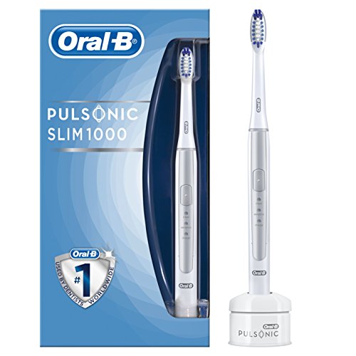 Oral-B Pulsonic Slim 1000 Elektrische Schallzahnbürste, mit Timer und Aufsteckbürste, silber