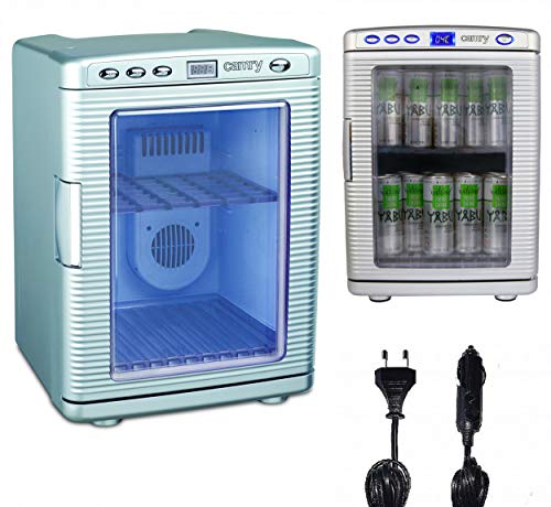 Mini Kühlschrank 20 Liter | Minibar | 12V oder 230V für Auto und Steckdose | Kühlbox | Getränkekühlschrank | Tischkühlschrank | Display LED Innen Beleuchtung | zusätzliche Wärmefunktion bis zu 60°|