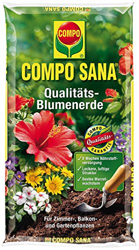 COMPO SANA Qualitäts-Blumenerde mit 8 Wochen Dünger für alle Zimmer-, Balkon- und Gartenpflanzen, Kultursubstrat, 5 Liter