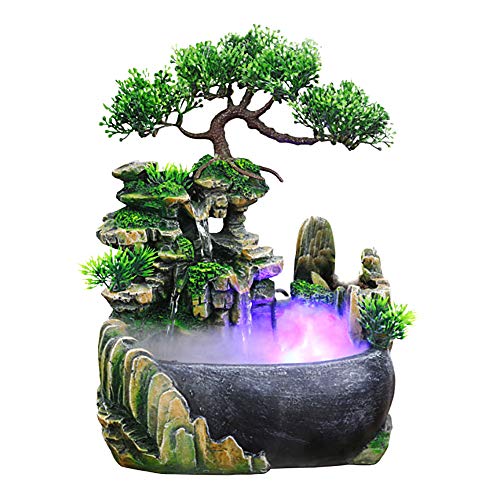 Jeffergarden Indoor & Outdoor Verwenden Wasserfall Desktop Tabletop Brunnen Dekoration Wasserspiel Mit Farbwechsel Led Beleuchtung Zen Meditation Wasserfall(EU 220V)