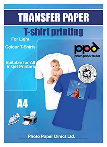 PPD Inkjet Transferpapier zum aufbügeln auf helle T-Shirts, DIN A4, 20 Blatt