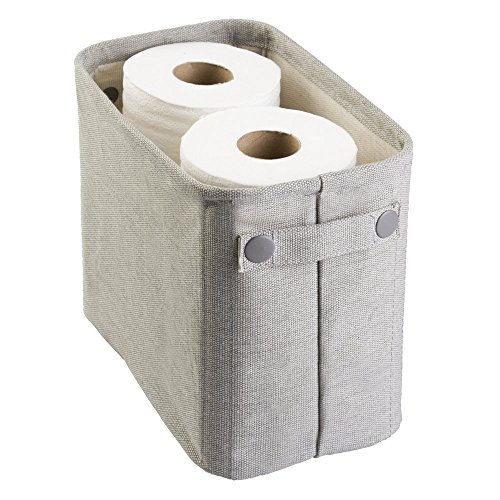 mDesign Toilettenpapierhalter (klein) aus Baumwolle – auch als Aufbewahrungskorb für Handtücher und Zeitungen – elegante Toilettenpapier-Aufbewahrung – hellgrau