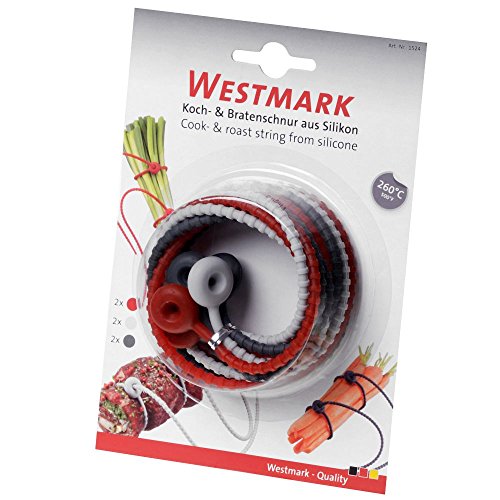 Westmark 6 wiederverwendbare Koch- und Bratschnüre, Silikon, Länge: 40,5 cm, Rot/Weiß, 15242280