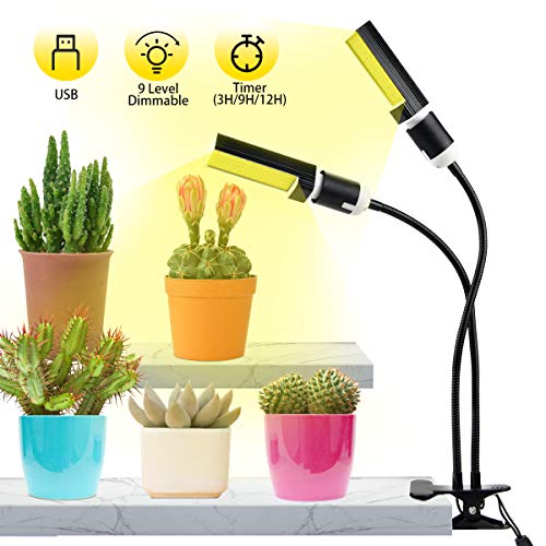 Qomolo LED Pflanzenlampe Innen Pflanzenlicht mit Automatische Zeitschaltuhr Dimmbar 8 Lichtstärken für Zimmerpflanzen Gemüse und Blumen