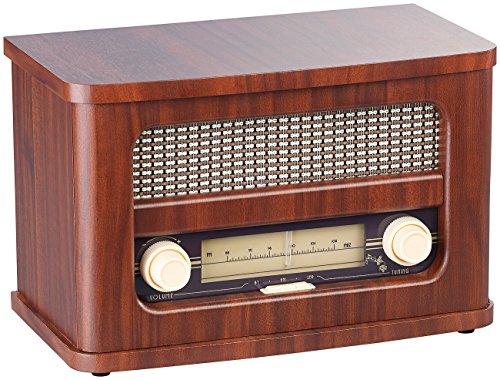 auvisio Nostalgieradio Stereo-FM-Radio 12W, Holz, Akku, Bluetooth, USB Ladeport (Vintage Radio)