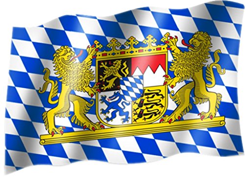 Flagge/Fahne BAYERN MIT LÖWE (kleine Rauten) Staatsflagge/Landesflagge/Hissflagge mit Ösen 150x90 cm, sehr gute Qualität