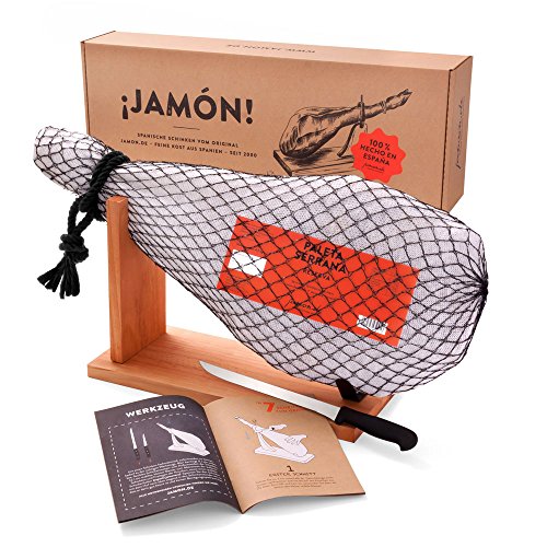 Jamon-Box Nr. 1 - Serrano-Schinken 4,5kg im Geschenkkarton mit Zubehör