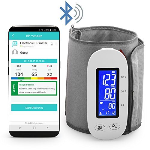 MedX5 Bluetooth Oberarm Blutdruckmessgerät mit Gratis App für iOS und Android, kabelloses Blutdruckmesser mit Herzfrequenz-Erkennung