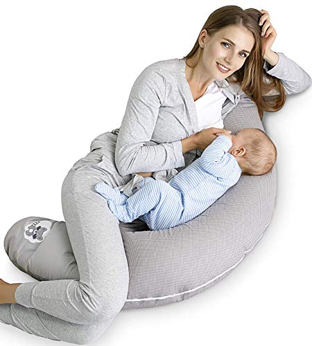 AKTION: Sei Design Stillkissen Schwangerschaftskissen Lagerungskissen 170 x 30 cm, Ökotex zertifiziert, Bezug 100% Baumwolle, taupe