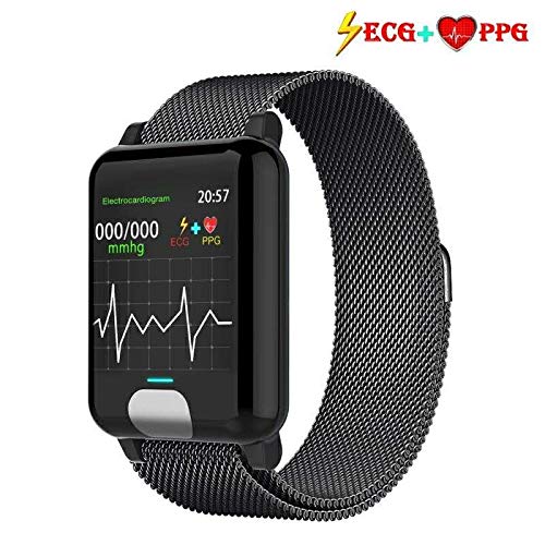 armo Fitness Armband, Smartwatch ECG+PPG Fitness Tracker mit Pulsmesser Wasserdicht IP67 Aktivitätstracker (Metall schwarz)