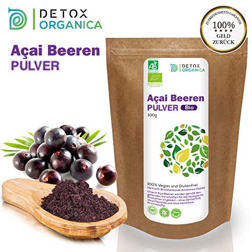 DetoxOrganica Acai Pulver BIO // 100g Gefriergetrocknet aus Brasilien // Aҫai Beeren // Organic Acai Berry Powder // Freeze Dried