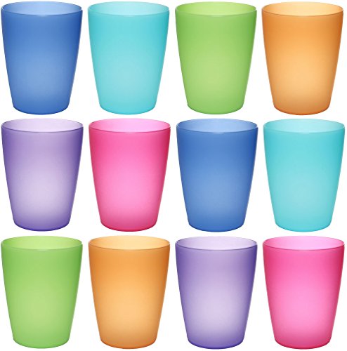 idea-station NEO Kunststoff-Becher 12 Stück, 250 ml, mehrweg, bruchsicher, bunt, farbig, stapelbar, Party-Becher, Plastik-Becher, Mehrweg-Becher, Wasser-Gläser, Trink-Gläser