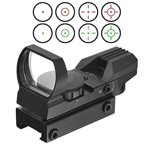 Red Dot Visier Sight Scope Leuchtpunktvisier Reflexvisier Reflex Sight Red Green mit Tactical 4 Reticles für 20mm/22mm Weaver oder Picatinny Railsysteme