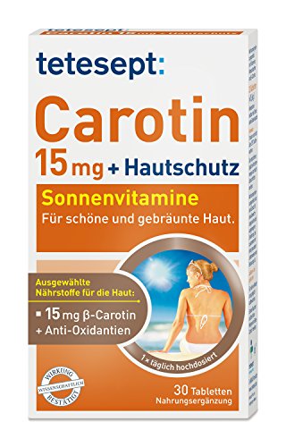 tetesept Carotin 15 mg + Hautschutz – Beta-Carotin & Antioxidantien – 5er Pack à 30 Tabletten [Nahrungsergänzungsmittel]