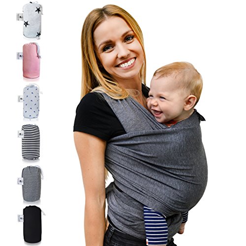 Fastique Kids Babytragetuch - elastisches Tragetuch für Früh- und Neugeborene Kleinkinder - inkl. Baby Wrap Carrier Anleitung - Farbe grau