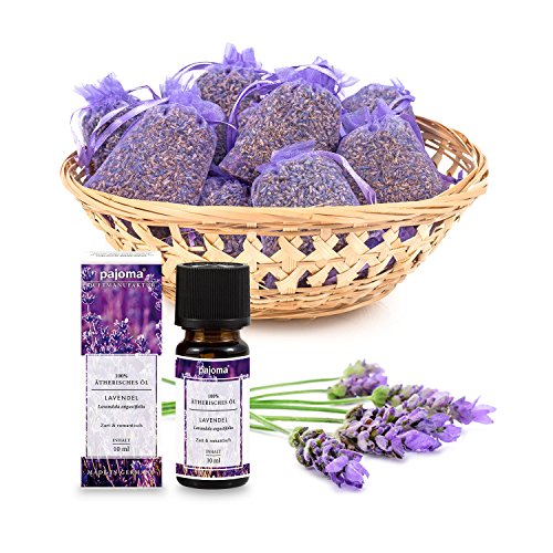 10 Lavendelsäckchen plus 100% naturreines ätherisches pajoma Lavendel Öl aus Frankreich Lavendelbeutel Duftkissen Sachets