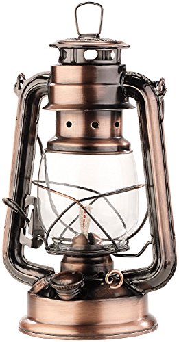 Lunartec Öllampe: Nostalgische Petroleum-Sturmlaterne mit Glaskolben, bronze, 24 cm (Petroleum Laterne)