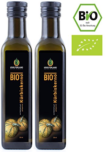 BIO Kürbiskernöl aus der Steiermark • BIO-zertifiziert • ab 9,90 • 500ml • kaltgepresst • 100% naturrein • auch zur Pflege von Haut • Kräuterland (2 x 250ml)