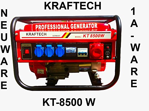 KRaftech - Stromgenerator mit 6.000 W, Luftkühlung, 6,5 HP, 4-Takter, 12, 220, 380 V