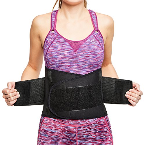 sit right Rückenbandage - Stabilisierungsgurt aus Thermomaterial mit zweifach verstellbaren Bändern für den perfekten Sitz - Rückenstütze für Männer & Frauen – schwarz – Vers. Größen (S-M)