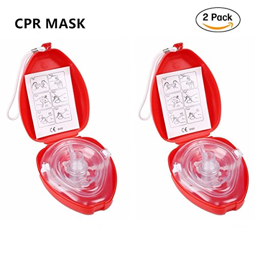 CPR Beatmungsmaske mit Filter,Lifesport 2 Stück CPR Tasche Rescue Maske mit aufgedruckter Ersthelfer-Anleitung und Transportbox Mund-zu-Mund Pocket-Gesichtsmaske Face-Mask.