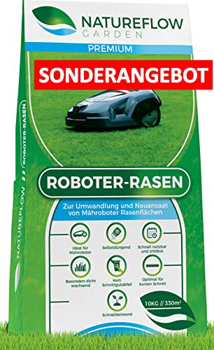 **SONDERANGEBOT** Premium Rasensamen für Mähroboter 10kg - Roboter Grassamen - Schnellkeimend und Vital - Selbstdüngend für pflegeleichten Garten