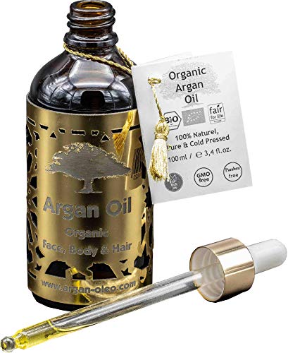 R&M Arganöl - Premium Argan Öl Für Gesicht, Körper, Haar Und Vieles Mehr - 100% Bio & Fairtrade Aus Marokko - Für Eine Schönere Haut, Ein Reines Gesicht Und Glänzendes Haar - 100ml Flasche