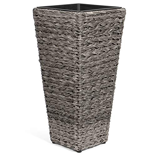 Vanage Kunststoff Pflanzkübel in grau - Blumenkübel für drinnen und draußen - Blumentopf für Blumen und Pflanzen - Pflanzenkübel perfekt für Garten, Terrasse und Balkon geeignet