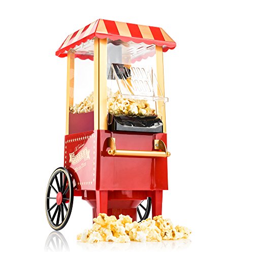 Gadgy Popcorn Maschine | Retro Popcorn Maker | Heissluft Ohne Fett Fettfrei Ölfrei