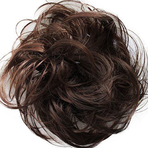 PRETTYSHOP Haarteil Haargummi Hochsteckfrisuren unordentlicher Dutt leicht gewell. Farbe: braun mix G15B