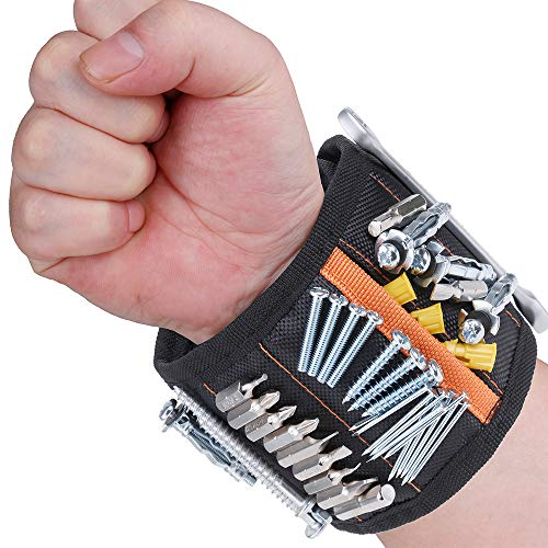 Rovtop extra starken Magnetisches Armband mit 15 kraftvollen Magneten verstellbares Klettband Magnetarmband zum Halten von Werkzeug/Schrauben/Bohrer/Nägel