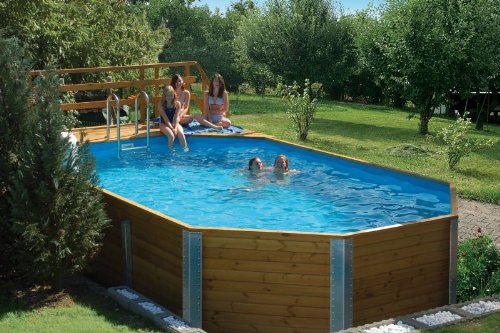 Massivholz-Swimmingpools Korfu - AKTION: inkl, Einhängeleiter gratis - Außenmaß: 376 x 714 cm, Wasserkapazität: 20,4 m³, Sandfilteranlage MAXI: nicht vorhanden