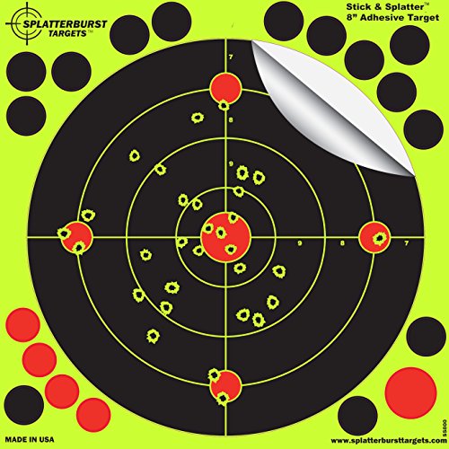 50 Pack – 20,3 cm Splatterburst “Stick & Splatter” Reaktiv Klebstoff Ziel für das Schießen - Leicht sehen Sie Ihre bullet Löcher platzen helles fluoreszierendes Gelb beim Aufprall - Ausgezeichnet für alle Gewehre, Pistolen, Luftgewehre und Airsoft