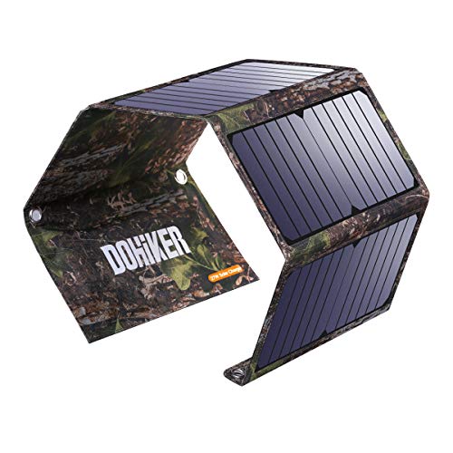 DOHIKER - Solar Ladegerät 27W Solar Panel Ladegerät mit 3 USB Ports (5V 4A Max Ausgang für iPhone XS iPad Kindle Lautsprecher faltbares Ladegerät für Aktivitäten im Freien Camping Wandern Reise)