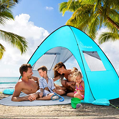 WolfWise UV-Schutz 50+ Pop up Strandmuschel Extra Light Automatisches Strandzelt mit Ausziehbarer Boden Familien Portable Baby Beach Zelt in Outdoor Tragbar Wurfzelt