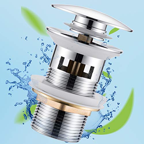Universal Ablaufgarnitur mit Überlauf für Waschbecken & Waschtisch Chrom Pop Up Ventil Ablaufventil Ablaufgarnitur aus Messing von JTENG - Einfache Installation ohne Werkzeug