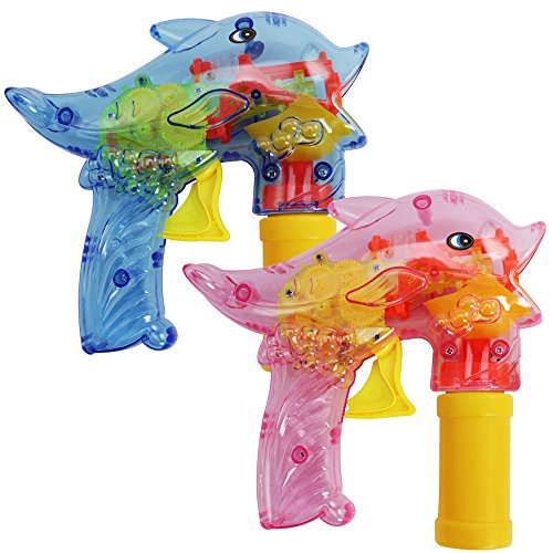 com-four 2X Seifenblasen-Pistole im Deflin-Design - Seifenblasenmaschine für Kinder - Seifenblasenpistole auch für Erwachsene (02 Stück - Delfin V2)