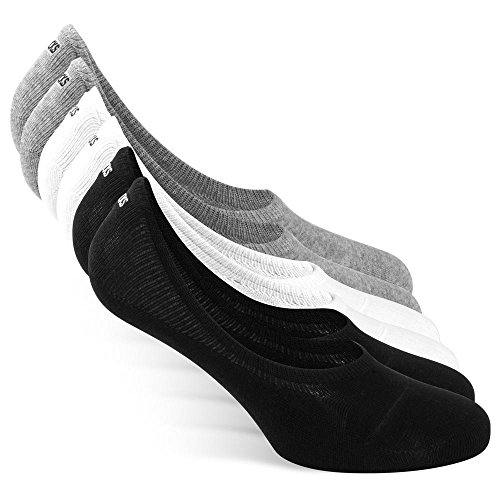 SNOCKS Damen & Herren Unsichtbare Sneaker Socken / Füßlinge (6 Paar) Gr. 35 - 50 (Schwarz, Weiß, Grau) - Baumwolle