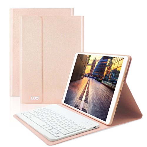 COO iPad Hülle Tastatur QWERTZ für 9,7 Zoll iPad 2018/2017, iPad Pro 9.7, iPad Air 2/1, iPad Bluetooth Keyboard Case mit Mulit-Angle- Ständer-Funktion Und mit Auto Schlaf/Wachen（Champagner Gold）