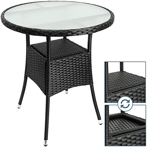 Polyrattan Tisch rund Ø 60cm schwarz Beistelltisch Rattan Gartentisch Garten Möbel