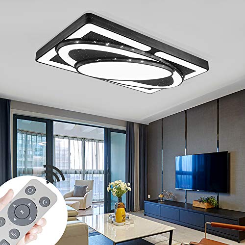 Deckenlampe LED Deckenleuchte 78W Wohnzimmer Lampe Modern Deckenleuchten Kueche Badezimmer Flur Schlafzimmer (Schwarz, 78W-Dimmbar)