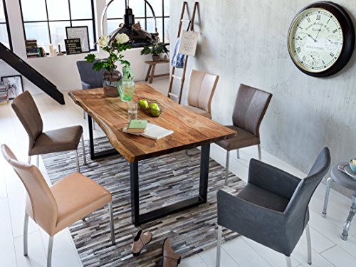 SAM Stilvoller Esszimmertisch Quarto 180 x 90 cm, nussbaumfarbig, Akazienholz-Tisch mit schwarz lackierten Beinen, Baum-Tisch mit naturbelassener Optik