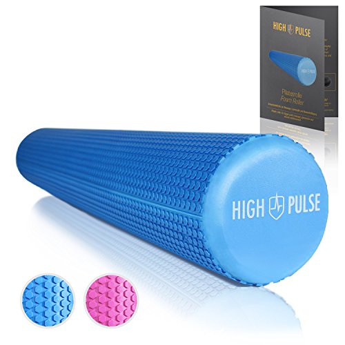 High Pulse Pilates Rolle – Die multifunktionale Schaumstoffrolle zur Muskelkräftigung, Fitness und Massage der Faszien, 90x15cm (Blau)