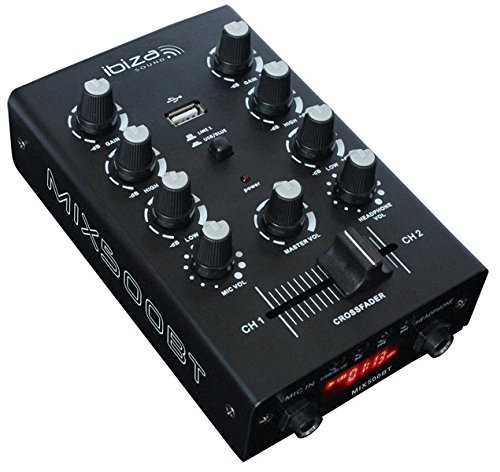 Ibiza MIX500BT 2-Kanal DJ Mischpult mit Bluetooth-Schnittstelle, USB-Port und einem integrierten Medien-Player